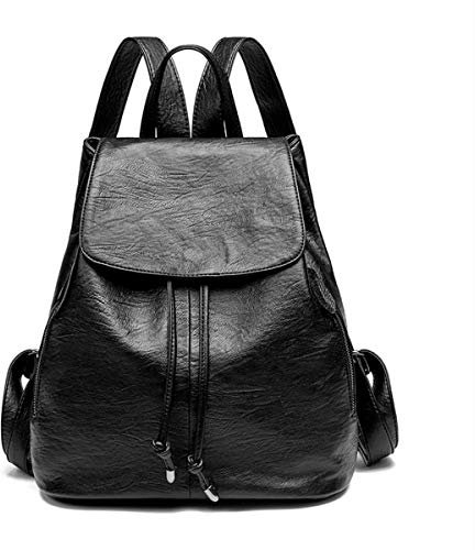 Monitika Rucksackhandtaschen Damen Modischer Leder Wasserdicht Reise rucksack Schwarz