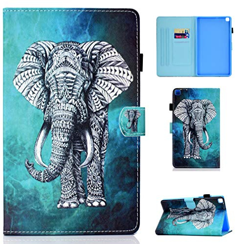 LMFULM® Étui pour Samsung Galaxy Tab A 2019 / SM-T290 / T295 (8 Pouces) PU Cuir Poche étui Flip Coque Protection Housse Stand Case pour Galaxy Tab A 8,0 L'éléphant