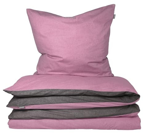 Schiesser Feinbiber Wendebettwäsche Doubleface, 100% Baumwolle, Farbe:Rosa, Größe:155 cm x 220 cm