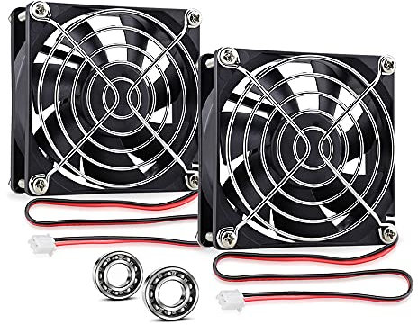 GDSTIME 2 x 80mm Fan 12V Cooling Fan 80 x 25mm Computer Case Cooler Dual Ball Bearing 8CM 2800 RPM DC Brushless Cooling For Router Laptop Workstation PSU Cabinet Amplifier