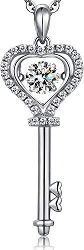 Schlüssel Halskette,Kette Schlüssel Damen Herz Schlüssel Kette,Kette mit Schlüssel 925 Sterling Silber Schlüssel Anhänger Schmuck für Damen Frauen Schlüssel Halskette,Schmuck Schlüssel Tanzen Kette