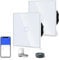 BSEED 2er Pack Smart Alexa 1 Gang 2-Wege-WLAN-Schalter, Glaswand-Wandlichtschalter Weiß, Google/Sprachsteuerung, Freigabegeräte (Neutralleiter erforderlich)