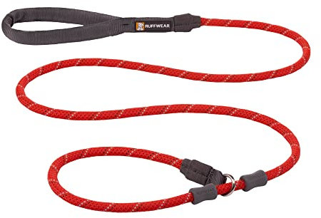 RUFFWEAR Just-a-Cinch Leine, reflektierende Hundeleine mit Seil und Halsband, Länge: 1,5 m, Red Sumac