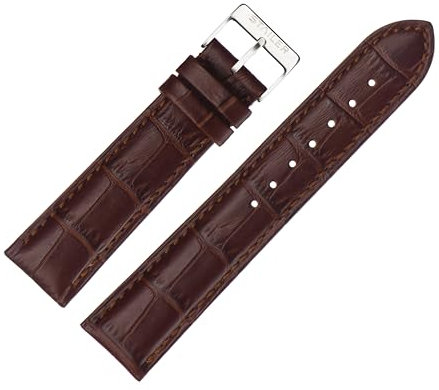 Stailer | Uhrenarmband aus echtem Leder mit Alligatorprägung | Lederarmband mit Edelstahl Metall Schließe | 20mm (M) | Braun | Unisex