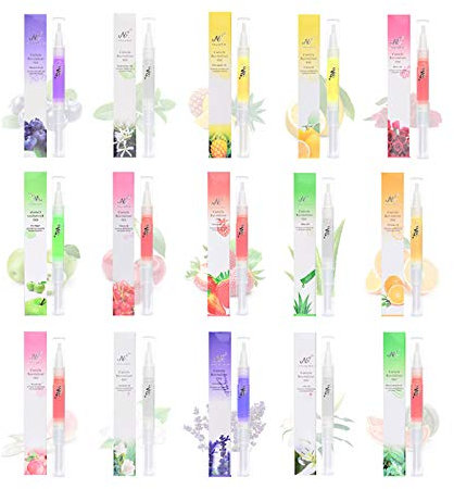 Huile Cuticules Ongles Stylo, Layhou 15Pcs Huiles pour Cuticules Stylo à Huile Revitalisant à la Cuticule Mix Taste Nail Art Ensemble de Kit de Traitement
