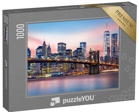 puzzleYOU: Puzzle 1000 Teile „Brooklyn Bridge vor der Manhattan Skyline, New York City, USA“ – aus der Puzzle-Kollektion USA, Amerika
