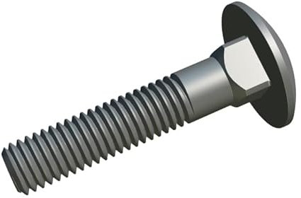 M6x50mm Vis à tête ronde avec col carré, Pack de 20, Vis à tête champignon pour portail, porte, tête de lit, Boulons de carrosserie galvanisés avec tête demi-ronde DIN 603