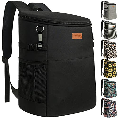 Mochila enfriador para mujer, aislada, a prueba de fugas, 30 latas, mochila impermeable, enfriador de hielo, bolsa de viaje, color negro