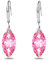 Orecchino da Donna in Argento Sterling 925 5A Rotondo Pera a Forma Quadrata con Zirconi Ciondola l'orecchino per la Signora Anniversario Regalo di San Valentino (Marchesa- Rosa)