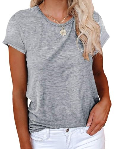 Cicy Bell Women's T-Shirts Crewneck Summer Tees Shirt | Casual, Solid, Loose, Short Sleeve, Basic Cotton Tops