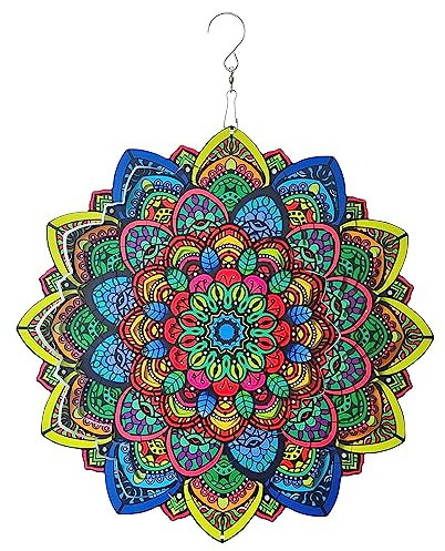 12 Zoll Mandala Wind Spinner Hängende 3D Edelstahl Gartendekoration Metall Spinnerei Ornamente für Indoor Outdoor