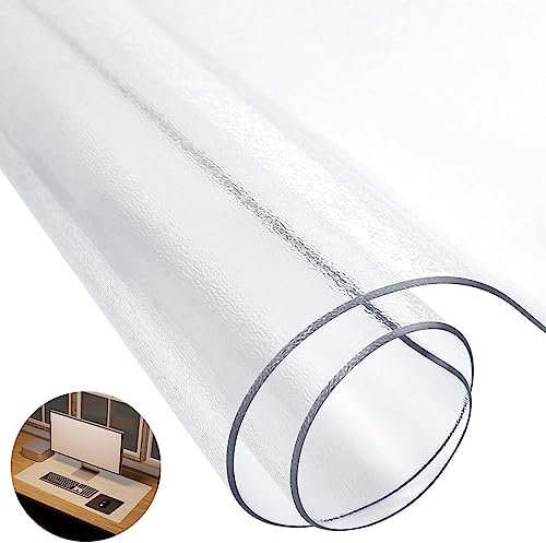 Towviy Schreibtischunterlage Transparent, 90x40x0.15cm Schreibtischmatte Rutschfeste Schreibunterlage Groß Klare Runde Kanten Desk Mat für Büro