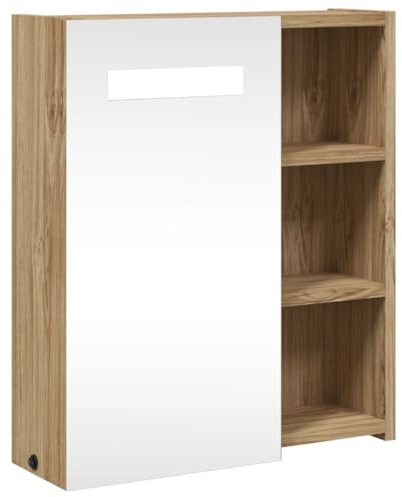 vidaXL Spiegelschrank mit LED-Beleuchtung Eichenoptik 45x13x52 cm