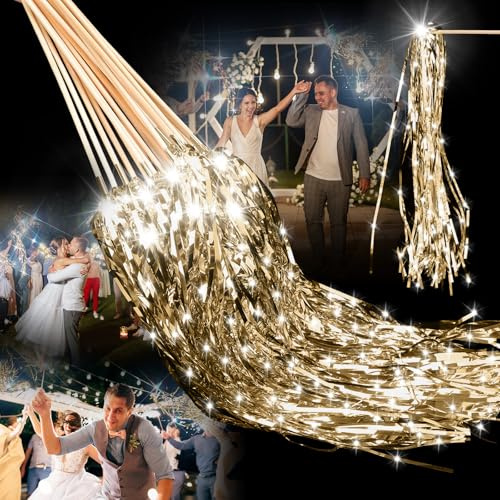 Simgoing Lot de 24 baguettes lumineuses pour mariage Champagne | Baguettes lumineuses à LED pour mariage, envoi et sortie d'anniversaire