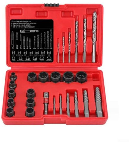 Lot de 26 extracteurs de boulons pour boulons arrondis, 26 pièces avec adaptateur hexagonal