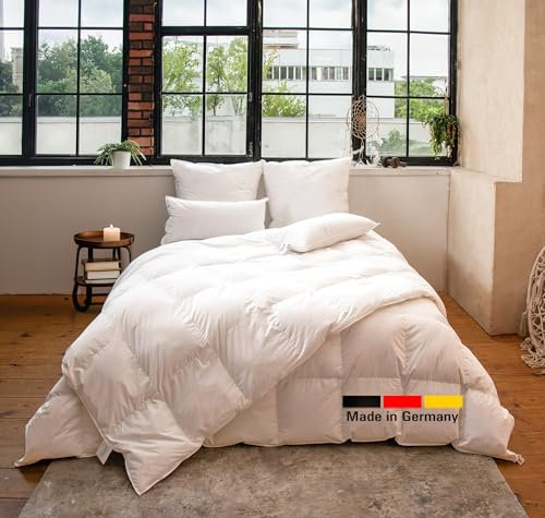 Made in Germany Bettdecke 135x200 cm, hochwertige Daunenalternative mit Primaloft Bio Mikrofasern-Füllung, Winterdecke, Füllgewicht: 900g, weiß, Allergiker geeignet, Öko-Tex 100 (2 Stück)