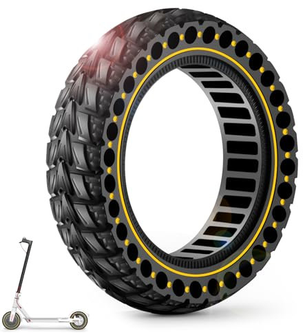 BANGTING 1PCS 60/70-6.5 E Scooter Reifen,10x2.50-6.5 Vollgummireifen, 10x2.5 zoll Ersatzreifen für Ninebot Max G2 / G30 / G30D / G30E / G30E / G30LP / G30D II / G30 Max (Gelb)