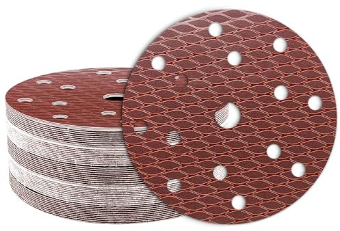 50Stk Schleifpapier 150mm Klett, 400 Körnung 15 Loch, Rotes Schleifscheiben Set für Exzenterschleifer