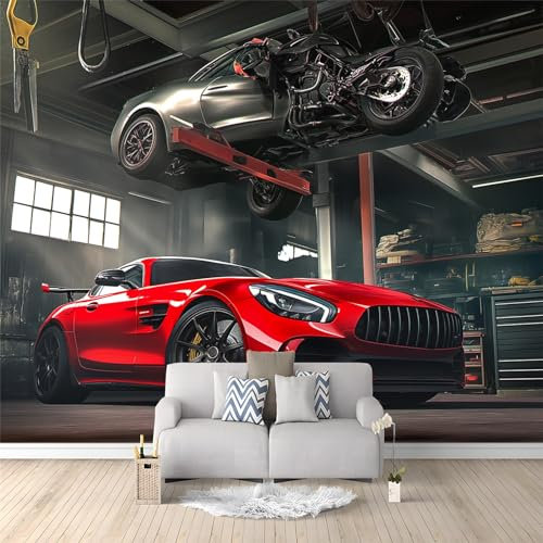 Fototapete Auto Wandtapete für Schlafzimmer und Wohnzimmer - Vlies Tapeten mit UV-Beständigkeit und Geruchsfreiheit - Wandbild mit für Teenager Jungen und Mädchen