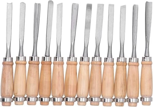 12Packs Holz Drechseln Meißel Holz Nuten Abschied Werkzeuge Set Carving Zubehör 8in