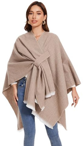 Colornial Chal Elegante para Mujer Capa Frontal Abierta Poncho Suave, Adecuado para Primavera, Otoño e Invierno (Color 22)