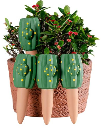 Dynaeuty Cône d’arrosage, 4pcs Pieux D'arrosage des Plantes, Arrosage Goutte à Goutte Automatique pour Plantes, Système d'Arrosage pour Plantes d'Intérieur et d'Extérieur (Cactus)