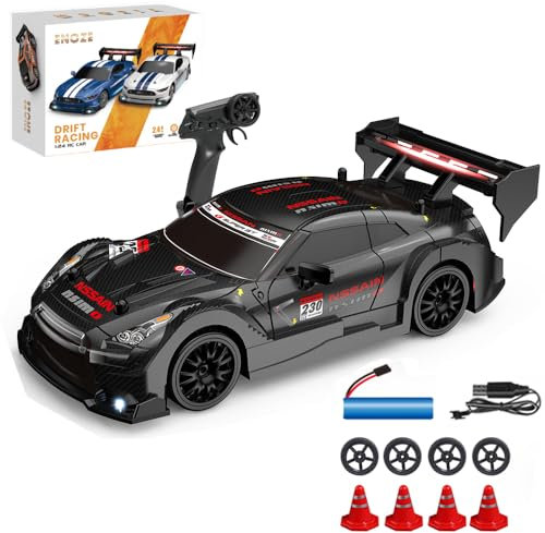 Siereolly Drift Car 1:24 Rennauto Ferngesteuert 20km/h 4WD 2,4 GHz Fernsteuerung Mini RC Car mit LED-Leuchten Für Kinder