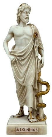 Asclepius Griechischer Gott der Medizin Ärzte handgefertigt graue Patina Statue Skulptur