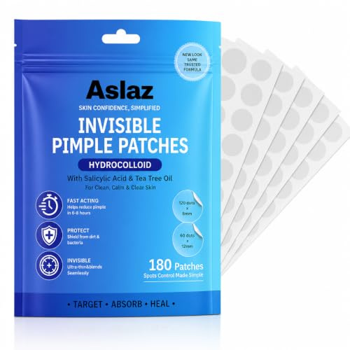 Acne Patches (180 Counts) with Salicylic Acid & Tea Tree Oil Hydrocolloid Spot Patch for Face Invisible Overnight Pimple Patches Zit Dressing Cover Instant Blemish Stickers for Breakouts