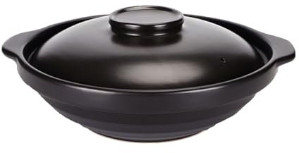 Cazuela con Tapa, Olla Grande de Boca Ancha, Porcelana de Litio Fuerte para Sopa, Estofado, Uso de Arroz, Profundidad Poco Profunda para Facilitar la Agitación, Resistente Al