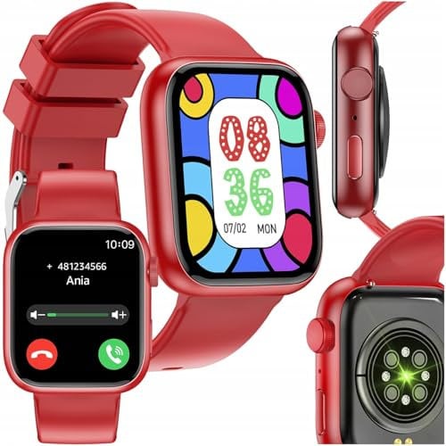 FOREVER Smartwatch IGo Watch 3 Rot – Smartwatch Damen und Herren 1.83 Zoll - Sportuhr Fitness Tracker mit Schrittzähler und Schlaftracker - Smart Watch für Android und iOS - Wasserdicht IP67