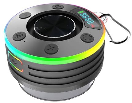 SUIOPPYUW Drahtloser Duschlautsprecher mit Stereo Technologie und integrierter Mikrofonfunktion. Duschlautsprecher mit IPX7 Wasserdichtigkeit, Schwarz