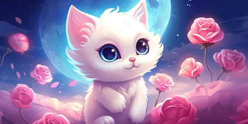 Ruohuo Rose Diamond Painting Erwachsene Groß XXL 100x200cm,Katze Diamond Painting Zubehör Voll Set, 5D Eckige Diamond Art Painting Kinder Strass Stickerei Malerei Set für Zimmer Deko Wohnzimmer Gifts