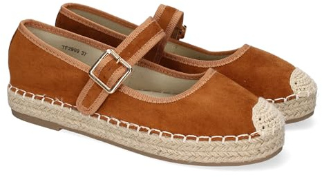 shoes&blues.es Bailarina Alpargata de Mujer con Yute, Diseno Moderno con Puntera Bordada y Cierre de Hebilla para un Ajuste Comodo, Ideales para Primavera-Verano.