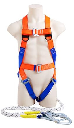 Fallschutz Auffanggurt, Absturzsicherung Sicherheitsgurt Set, 5-Punkt Fallschutz Sets, Verstellbarem D-Ring，für Höhenarbeit, Handwerker