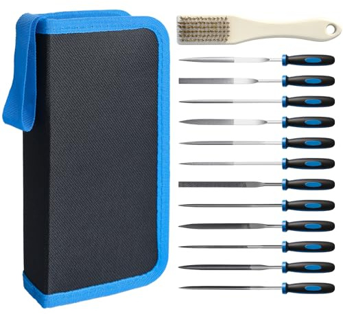 Quixenta Needle Files Set Metal File Set 13PCS with Storage Bag | 13-piece alloy steel and diamond needle files with storage bag for metal, wood, glass, ceramic and DIY precision shaping