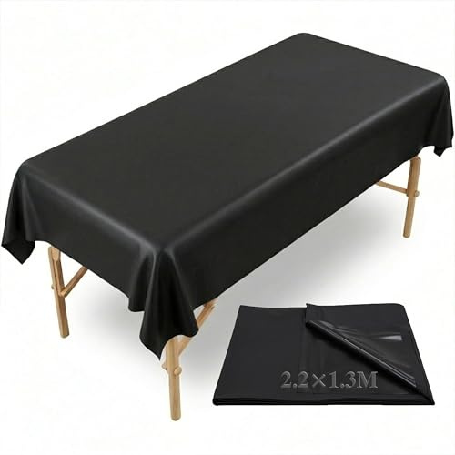 SenLuxe PVC massagebordskudde 220 x 130 cm vattentät och oljeavvisande, tvättbart skydd för kosmetika, spa och tatuering, svart