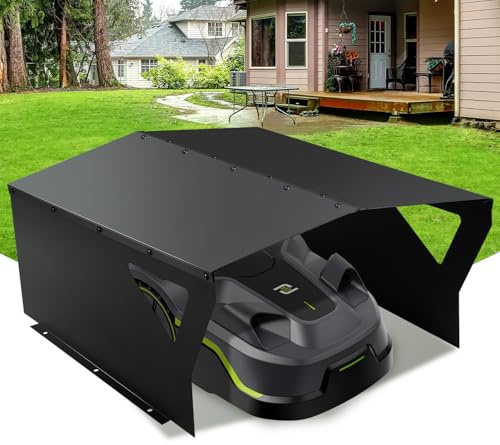 Jaxguom Mähroboter Garage, Garage für Mähroboter aus verzinkt,Wind und Witterung rasenroboter garage,Schützen Sie den Mähroboter vor UV-Strahlung,Mähroboter Dach，78x63x34cm,Schwarz