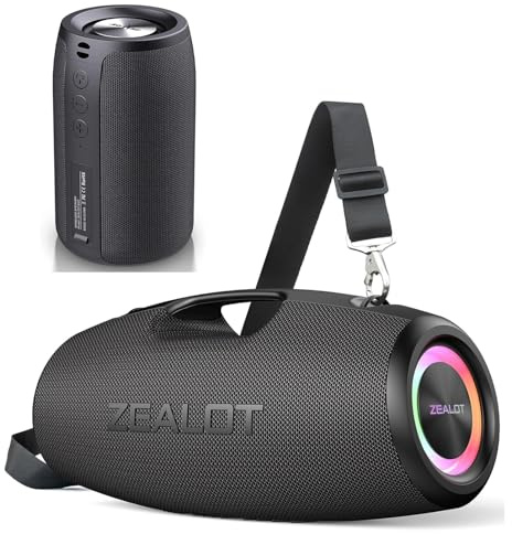 ZEALOT Enceintes Bluetooth, S78 120W + S32 Haut-Parleur Bluetooth sans Fil Portables avec Ports USB/AUX/Carte TF, Longue Autonomie, Étanche Enceinte de Fête pour Maison/Extérieur, Noir