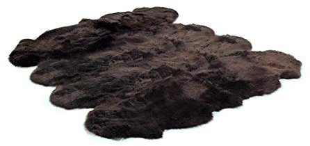 Schaffell Lammfell Teppich Kaminvorleger Wohnzimmerteppich 8-Fach 215x180cm Dunkelbraun braun