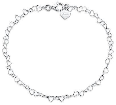 925 Feinsilber-Sterling 3 mm verstellbare Fußspange – Herzkette Fußkettchen Armband - bis 24 cm – flexibel verstellbar