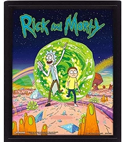 Cartoon Network Rick und Morty 'Portal' 3D-Lentikular Poster, 10 x 8 Zoll, Mehrfarbig