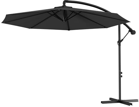 AufuN Alu Ampelschirm Ø300 cm/Ø350 cm Sonnenschirm mit Kurbelvorrichtung Höhenverstellbarer, UV-Schutz 40+, Wasserabweisende Bespannung Kurbelschirm, 8 Streben