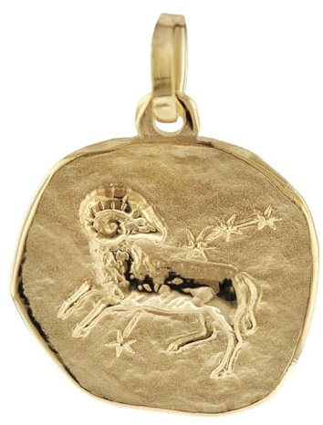 trendor Sternzeichen-Anhänger Widder 585 Gold 16 mm Anhänger Tierkreiszeichen für Damen, Herren und Kinder, Echtgold, Anhänger Gold, 08958-04