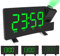 ALLOMN Projection Alarm Clock, FM Digital Alarm Clock Curved-ScreenFM Radio/Time Projection/Adjustable Projector/Snooze/Dual Alarms/USB Charger Port/12/24 Hour/Dimmer (Green)