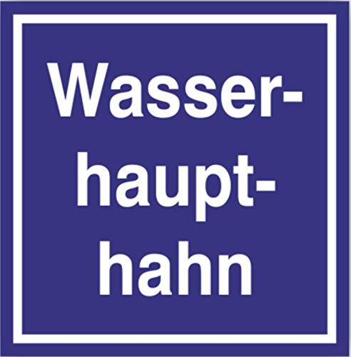Schild Wasserhaupthahn Kunststoffplatte blau 200x200 mm Wasserleitung Kunststoff von MBS-FIRE