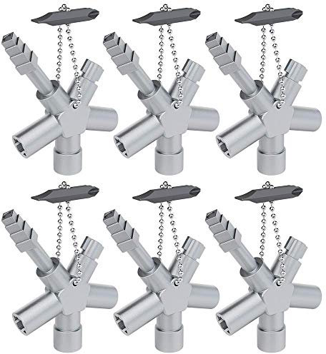ABSINA Universalschlüssel mit 6 Profile 6er Pack - Dreikantschlüssel Vierkantschlüssel Schaltschrankschlüssel Vierkant Dreikant - Universal Schlüssel für gängige Schränke & Absperrsysteme