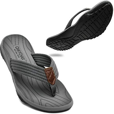ChayChax Tongs Hommes Souple Sandales de Sports Antidérapante Flip Flops Décontractée Chaussures de Plage et Piscine,Gris,41 EU