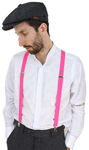 TruClothing.com Bretelle Vintage Da Uomo Classiche Stile Blinders Stile Anni 20 - rosa taglia unica