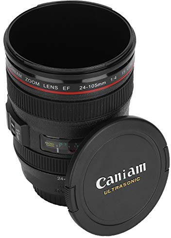 Taza de c¨¢mara, taza de caf¨¦ de viaje port¨¢til, agua, caf¨¦, t¨¦, taza de caf¨¦, simulaci¨®n, lente de c¨¢mara, taza con tapa
